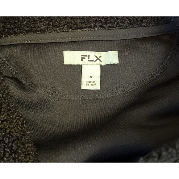 FLX Black Sherpa Faux Fur Snap Button Jacket Pockets Outdoor Active Womens Small - Picture 4 of 9